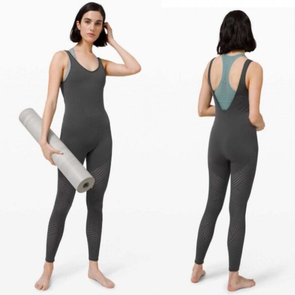 Lululemon‎ 2020 Dance Onesie Graphite Grey Jumpsuit Seamless Knit One Piece 2 - Picture 1 of 14
